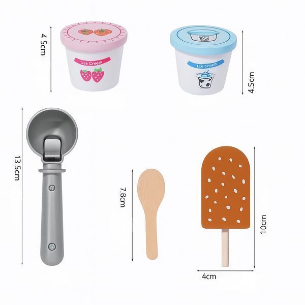 Дерев&rsquo;яний набір морозива Ice Cream Counter &bull; Ігровий прилавок з ріжками, ескімо, кульками та аксесуарами &bull; Дитяча дерев&rsquo;яна мороз 132 фото
