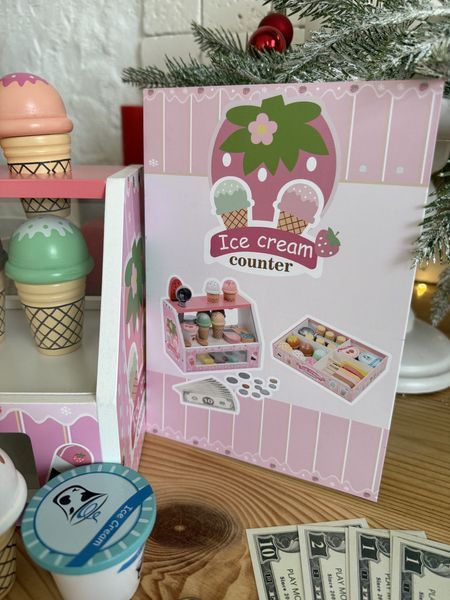 Дерев&rsquo;яний набір морозива Ice Cream Counter &bull; Ігровий прилавок з ріжками, ескімо, кульками та аксесуарами &bull; Дитяча дерев&rsquo;яна мороз 133 фото
