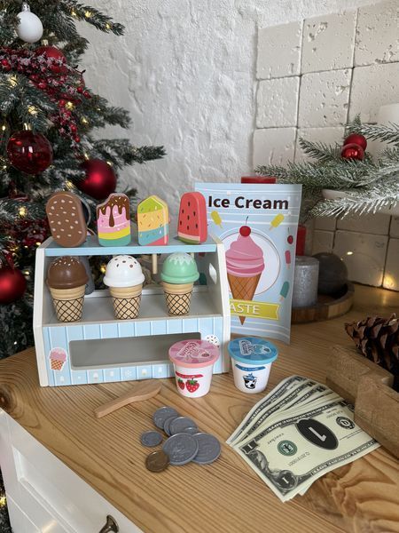 Дерев&rsquo;яний набір морозива Ice Cream Counter &bull; Ігровий прилавок з ріжками, ескімо, кульками та аксесуарами 131 фото