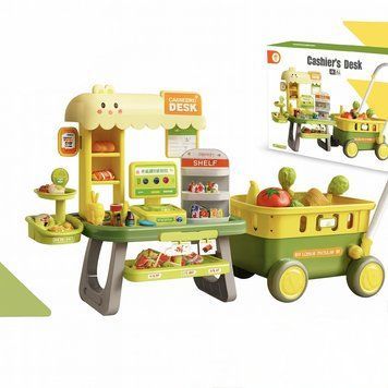 Ігровий набір Super Market 2-в-1: тележка для покупок + касовий апарат (зелений) 134 фото